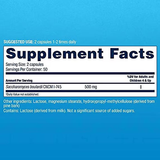 Florastor Daily Probiotic Supplement 250mg – 100 Capsules