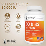 Dr. Berg Vitamin D3 K2 w/ MCT Oil 10,000 IU D3 100mcg K2 120 Capsules Supplement (PACK OF THREE)