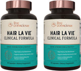 Live Conscious Hair La Vie Clinical Formula Hair Vitamins with Biotin, Collagen & Saw Palmetto – 90 Capsules Each, Pack of 2 (180 Total) – Factory Sealed