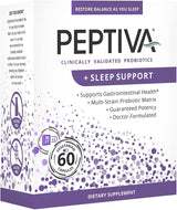 Peptiva Probiotics + Sleep Support 26 Billion CFU – 60 Vegetarian Capsules Each, Pack of 2 (120 Total) – Factory Sealed