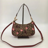 Coach Teri Shoulder Bag CY694 Signature Canvas Cherry Print Tan Brown NWT