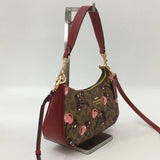 Coach Teri Shoulder Bag CY694 Signature Canvas Cherry Print Tan Brown NWT