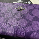 Coach C4452 Long Zip Wallet with Strap Purple Signature New