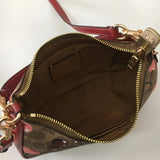 Coach Teri Shoulder Bag CY694 Signature Canvas Cherry Print Tan Brown NWT